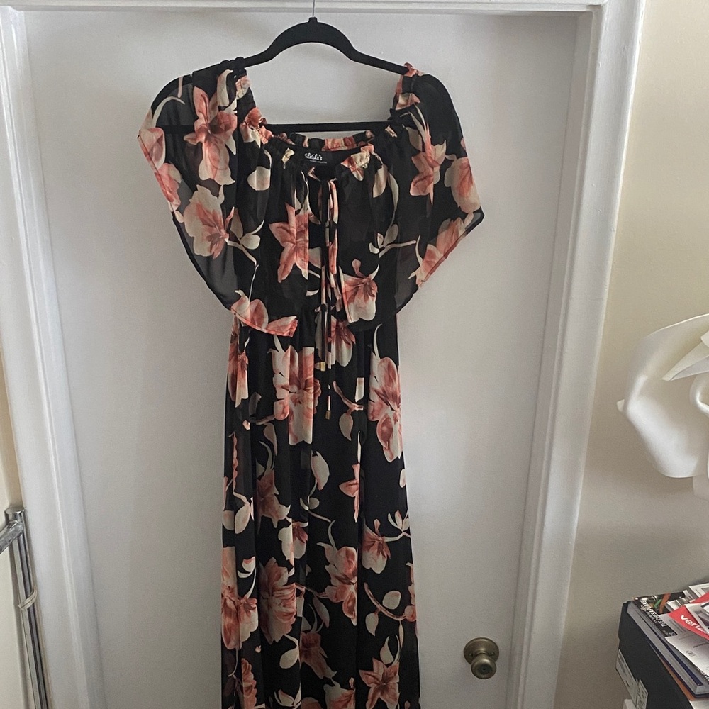 Lulu's Black and Pink Floral Maxi Dress